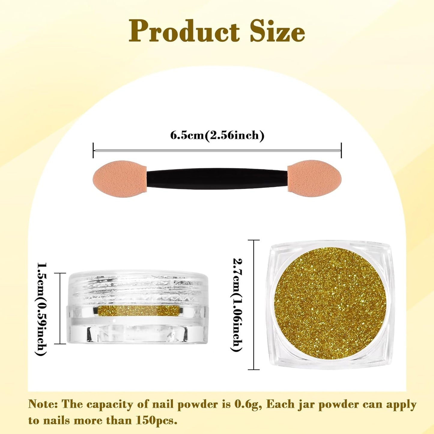 Chrome Nail Powder, Metallic Mirror Effect Chrome Powder Holographic Shimmer Glitter Dust Manicure Decoration Nail Art Pigment for DIY Gel Polish Nail Art, Resin Craft, Salon, Gifts - Gold