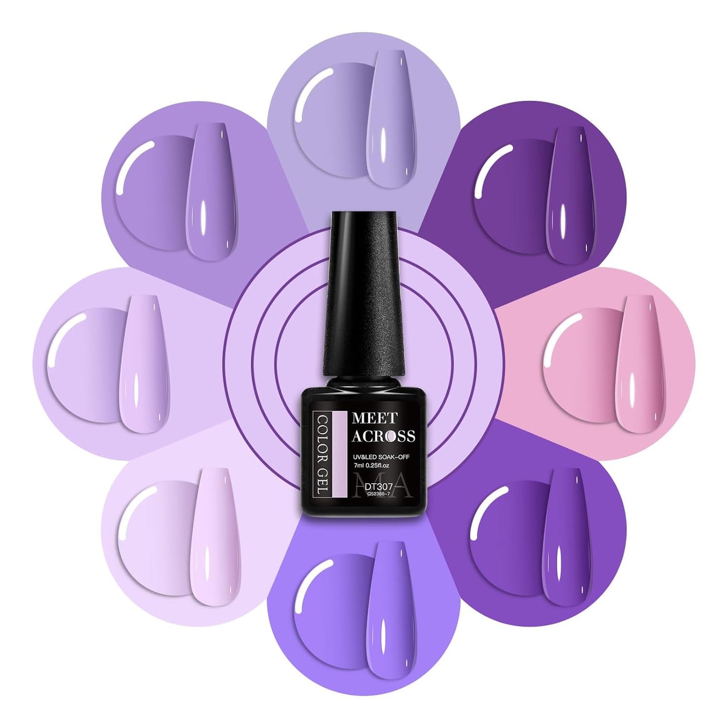 Purple Gel Nail Polish Set, 8 Colors Purple Pastel Pink Lavender Gel Polish Soak off Grape Lilac Violet Gel Nail Art Manicure DIY Salon