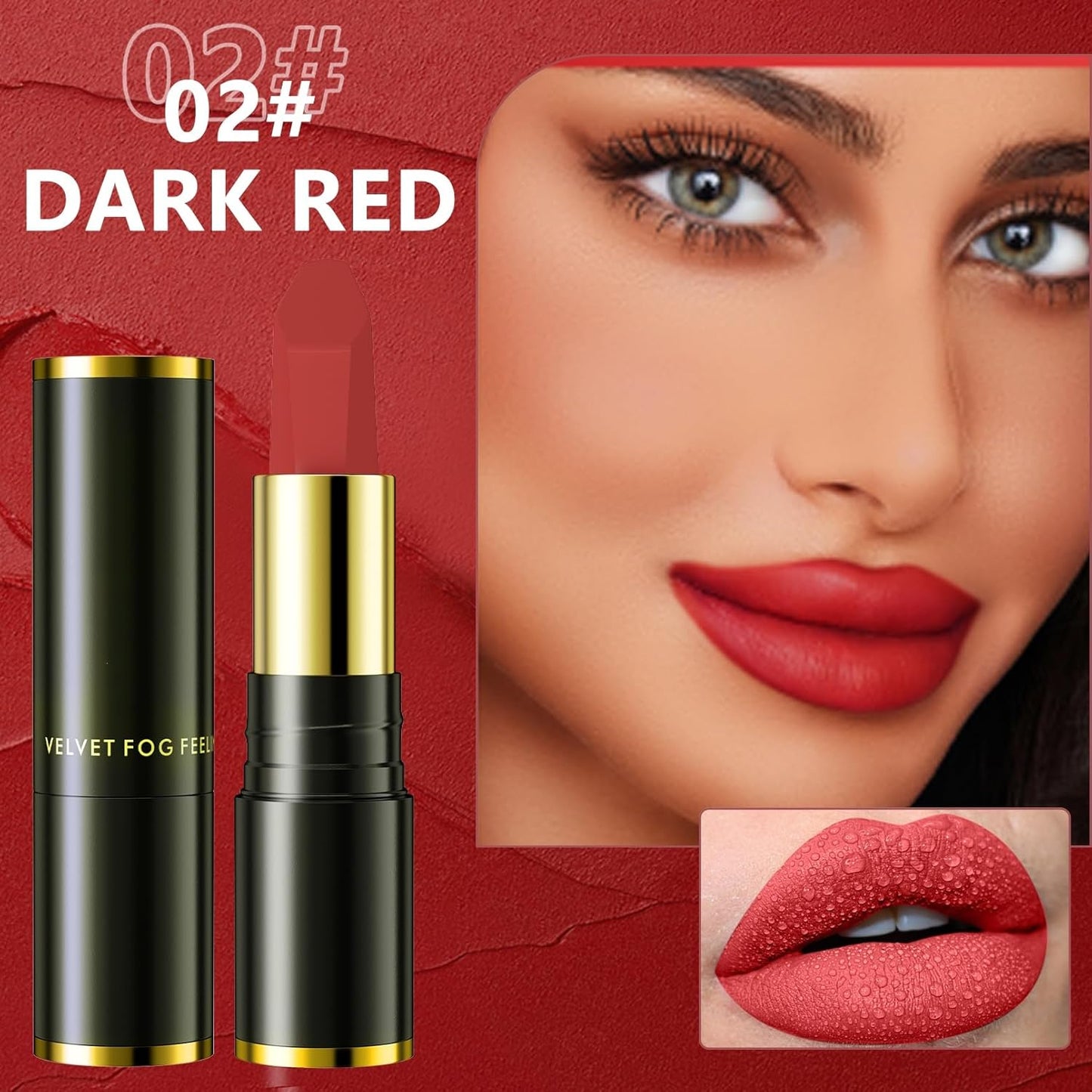 Matte Lipstick, Velvet Matte, Red Velvet, Smudge Proof Long Lasting, Waterproof Non-Stick Cup Lip Stain for Women Girls (Retro Red + Rouge)