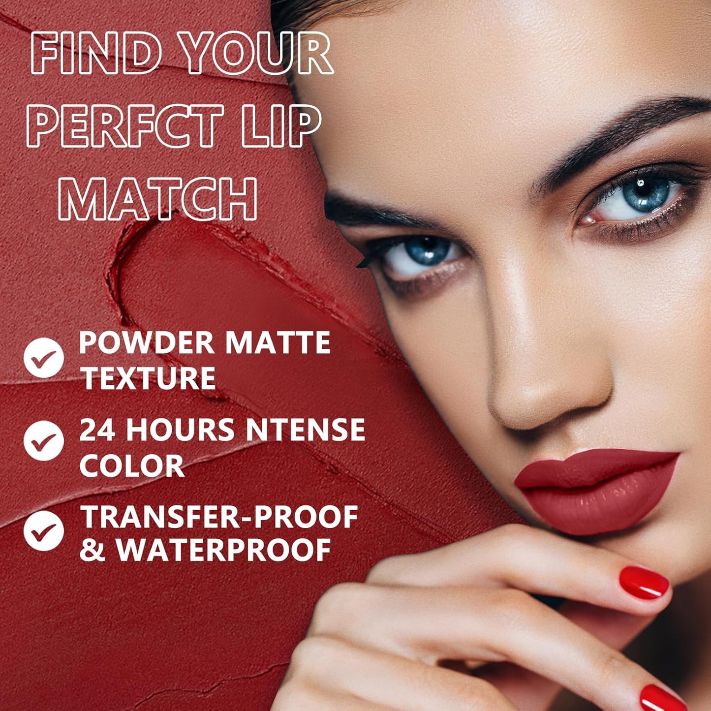 Matte Lipstick, Velvet Matte, Red Velvet, Smudge Proof Long Lasting, Waterproof Non-Stick Cup Lip Stain for Women Girls (Retro Red + Rouge)