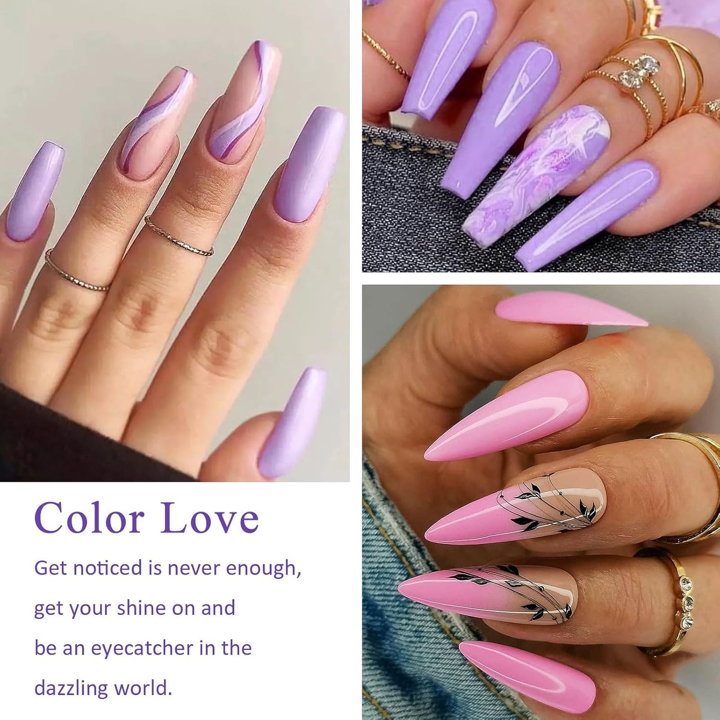 Purple Gel Nail Polish Set, 8 Colors Purple Pastel Pink Lavender Gel Polish Soak off Grape Lilac Violet Gel Nail Art Manicure DIY Salon