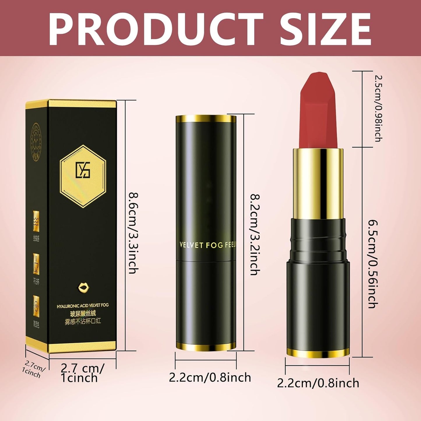 Matte Lipstick, Velvet Matte, Red Velvet, Smudge Proof Long Lasting, Waterproof Non-Stick Cup Lip Stain for Women Girls (Retro Red + Rouge)