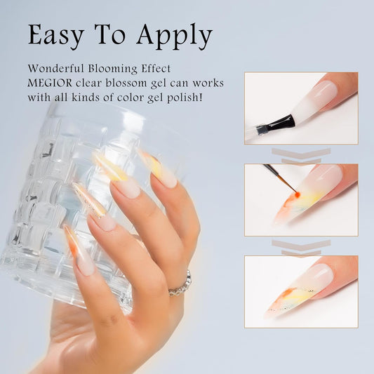 15Ml Blooming Gel Nail Polish for Clear Marble Design, Nail Polish Gel Paint Colorful Flower Watercolor Magic Beauty Gift DIY Nail Art at Home