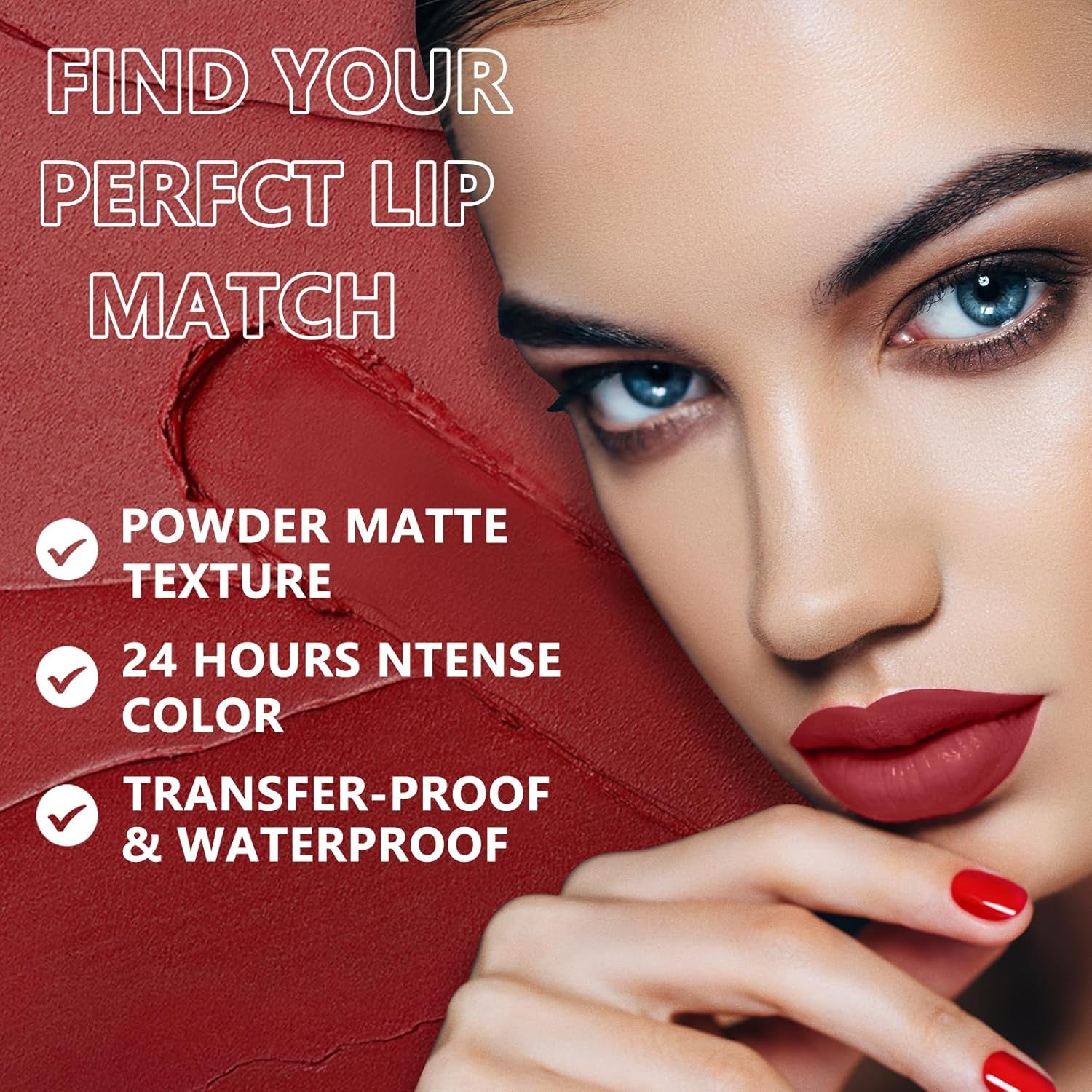 Matte Lipstick, Velvet Matte, Red Velvet, Smudge Proof Long Lasting, Waterproof Non-Stick Cup Lip Stain for Women Girls (Retro Red + Rouge)