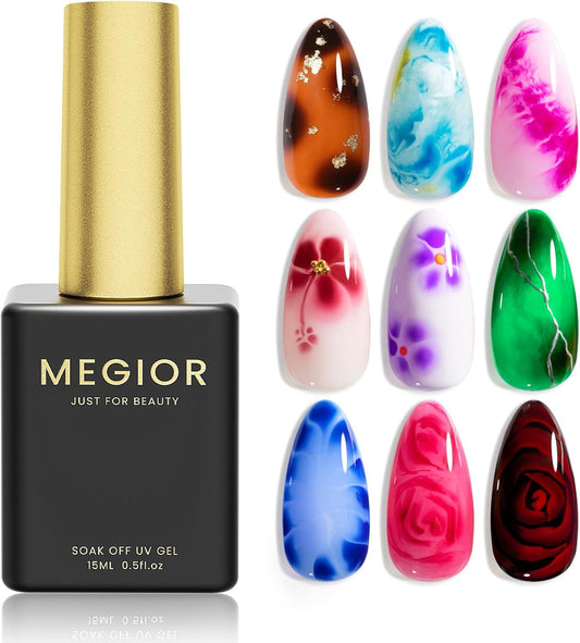 15Ml Blooming Gel Nail Polish for Clear Marble Design, Nail Polish Gel Paint Colorful Flower Watercolor Magic Beauty Gift DIY Nail Art at Home